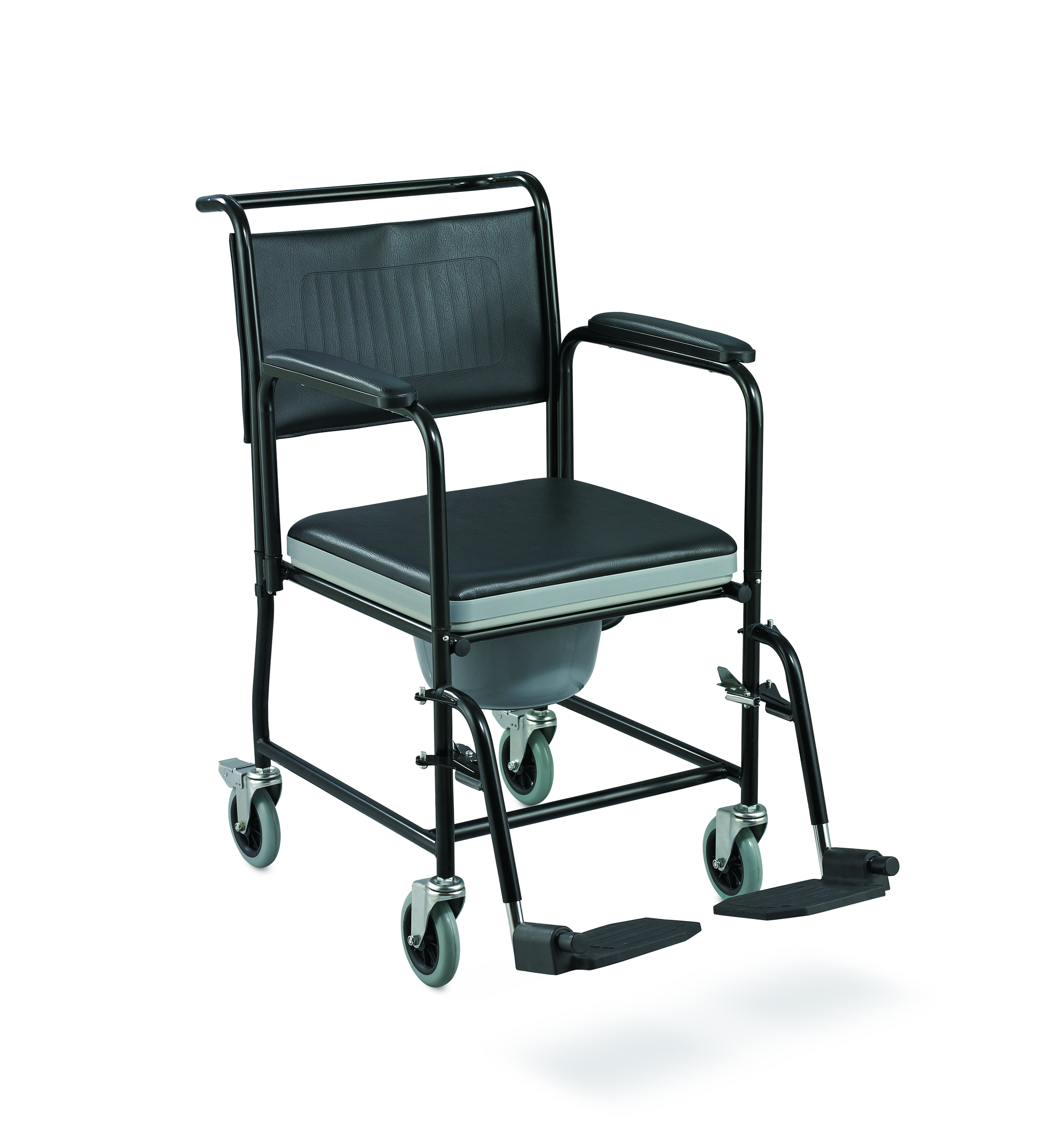 Silla de comodilla Acero para sillas de ruedas ALK691-5 "CE / ISO13485 Tamaño personalizado Tratamiento 100 PCS Clase I Pago AOLIKE CN; GUA Carton Black